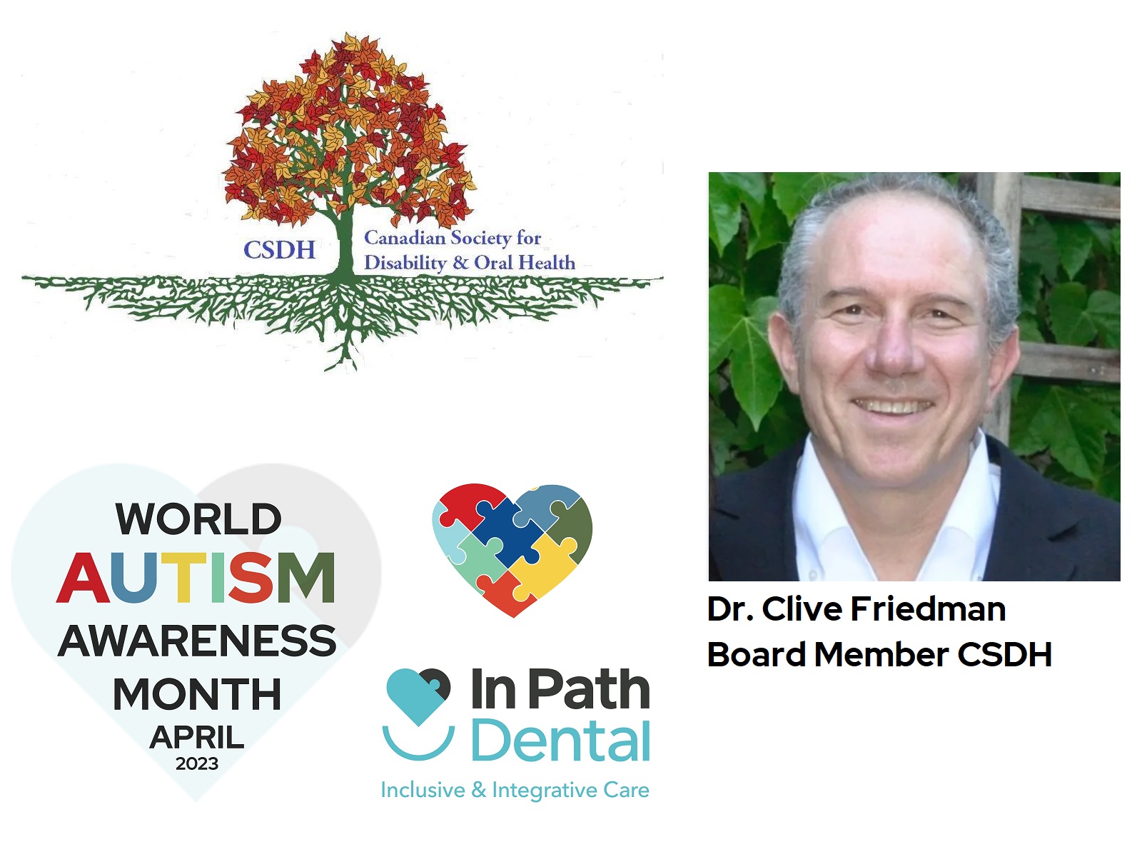 Featured image for “Dr. Clive Friedman, Board Member CSDH – World Autism Awareness Month at In Path Dental”